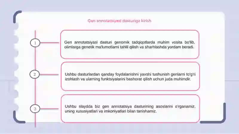 Genlarni annotatsiyalash dasturlari bilan tanishish 3