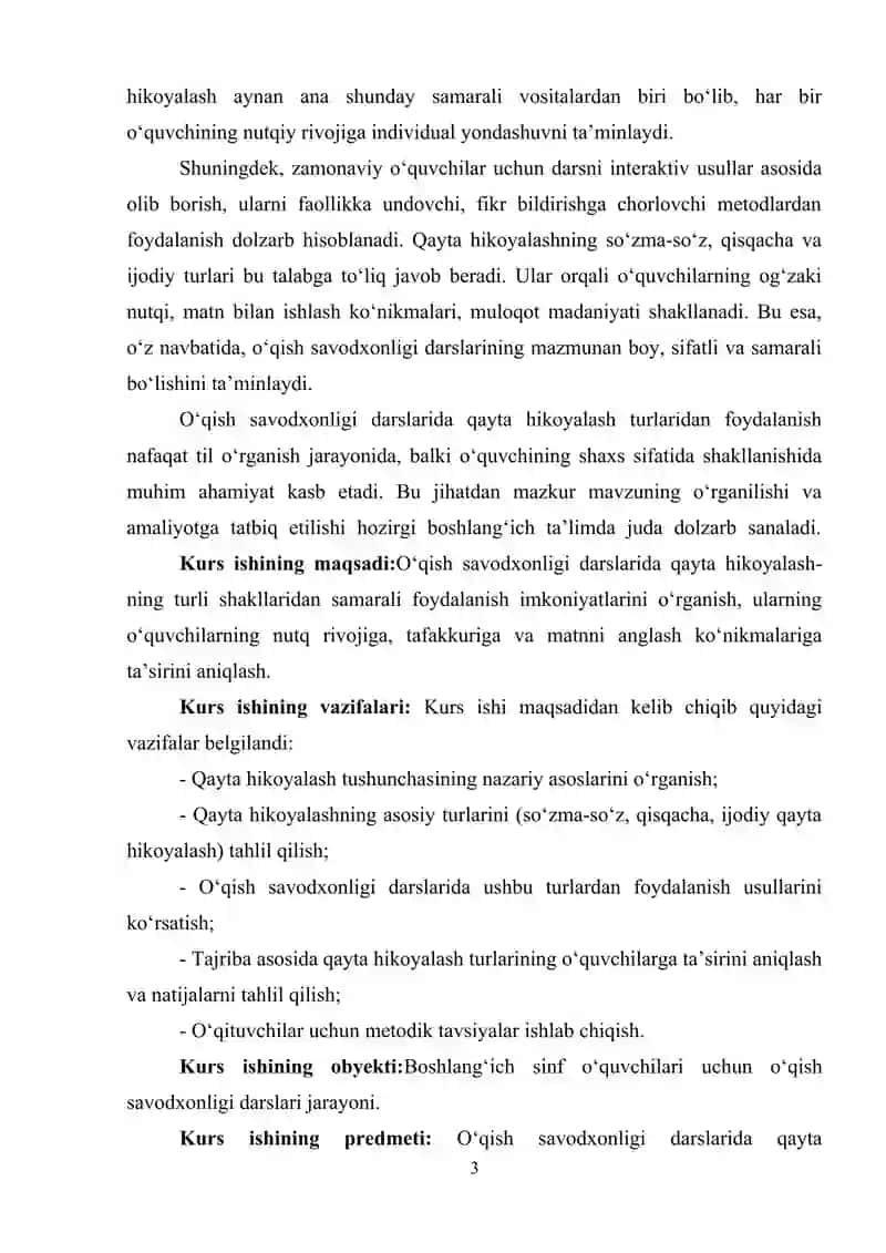 O‘qish savodxonligi darslarida qayta hikoyalash-ning turli shakllaridan samarali foydalanish 3