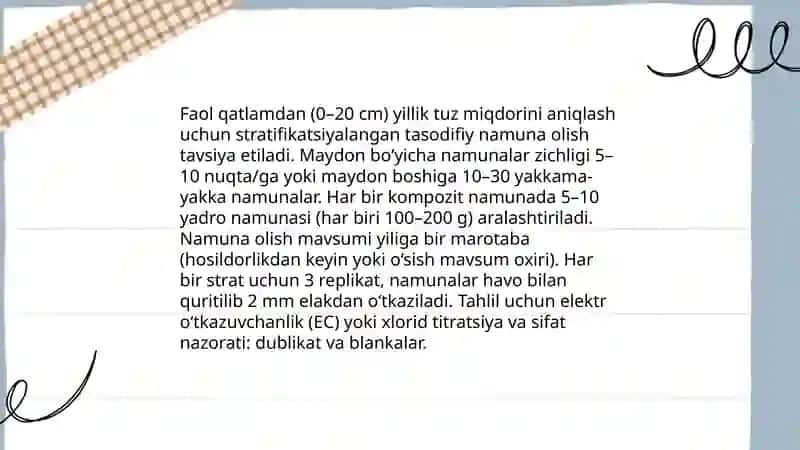 Tuproqning faol qatlamidagi yillik tuz miqdorini aniqlash 3