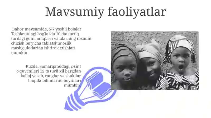 Bolalarni Turli Fasillar bilan tanishtirish 3