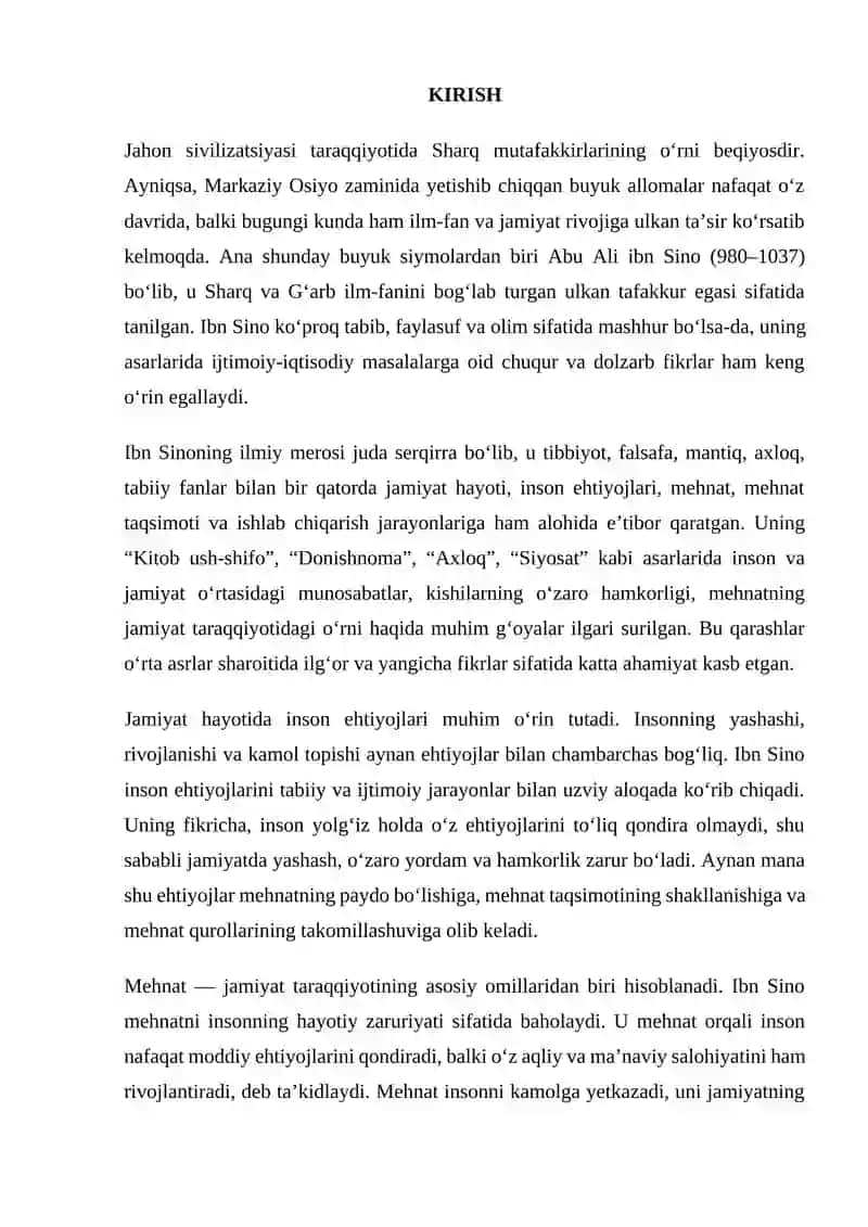 Ibn Sinoning asarlarida ehtiyoj, mehnat taqsimoti va mehnat qurollarining ahamiyati 3