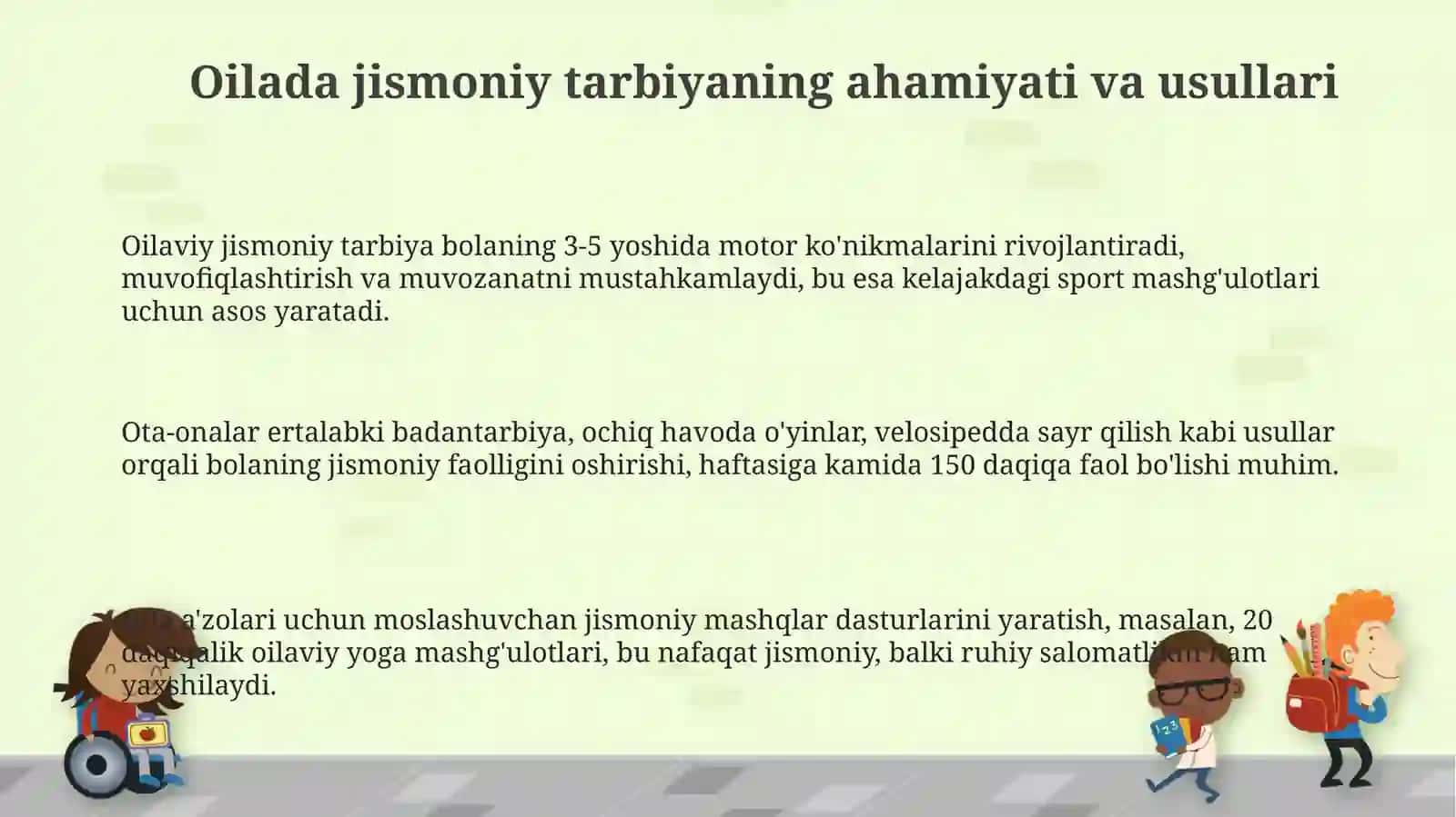 Oilada jismoniy tarbiya berish 3