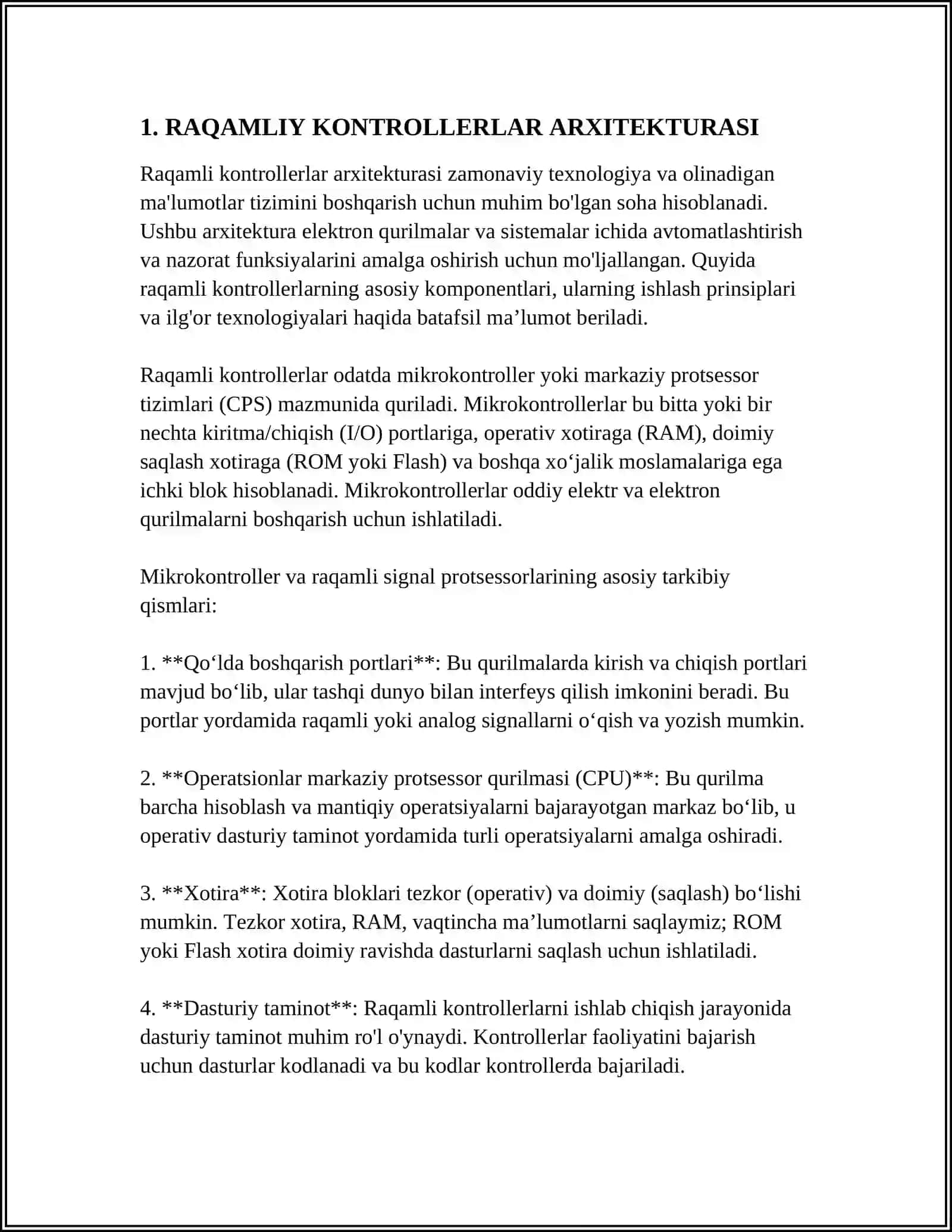 RAQAMLIY KONTROLLERLARNI LOYIHALASH 3