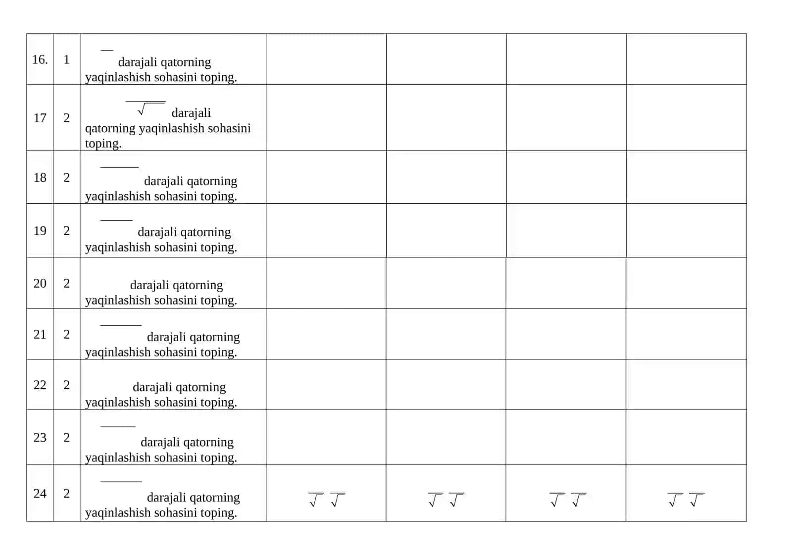 Oliy matematika kafedrasining Calсulus (matematika) fanidan test savollari (1-kurs) 3