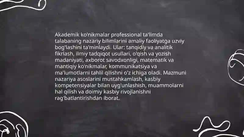 Akademik ko'nikmalarning professional ta'limi 3