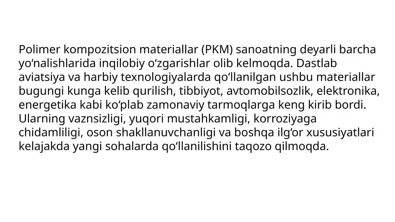 Palimerlar va Kampazitsion materiallar kimyosi fanidan tayyorlagan taqdimoti 3
