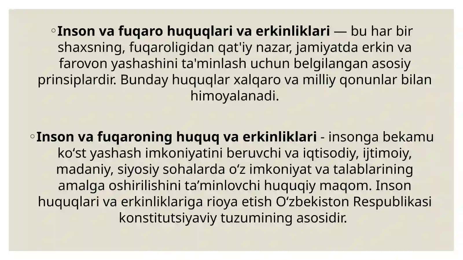 inson va fuqarolarning huquqlari va erkinliklari 3