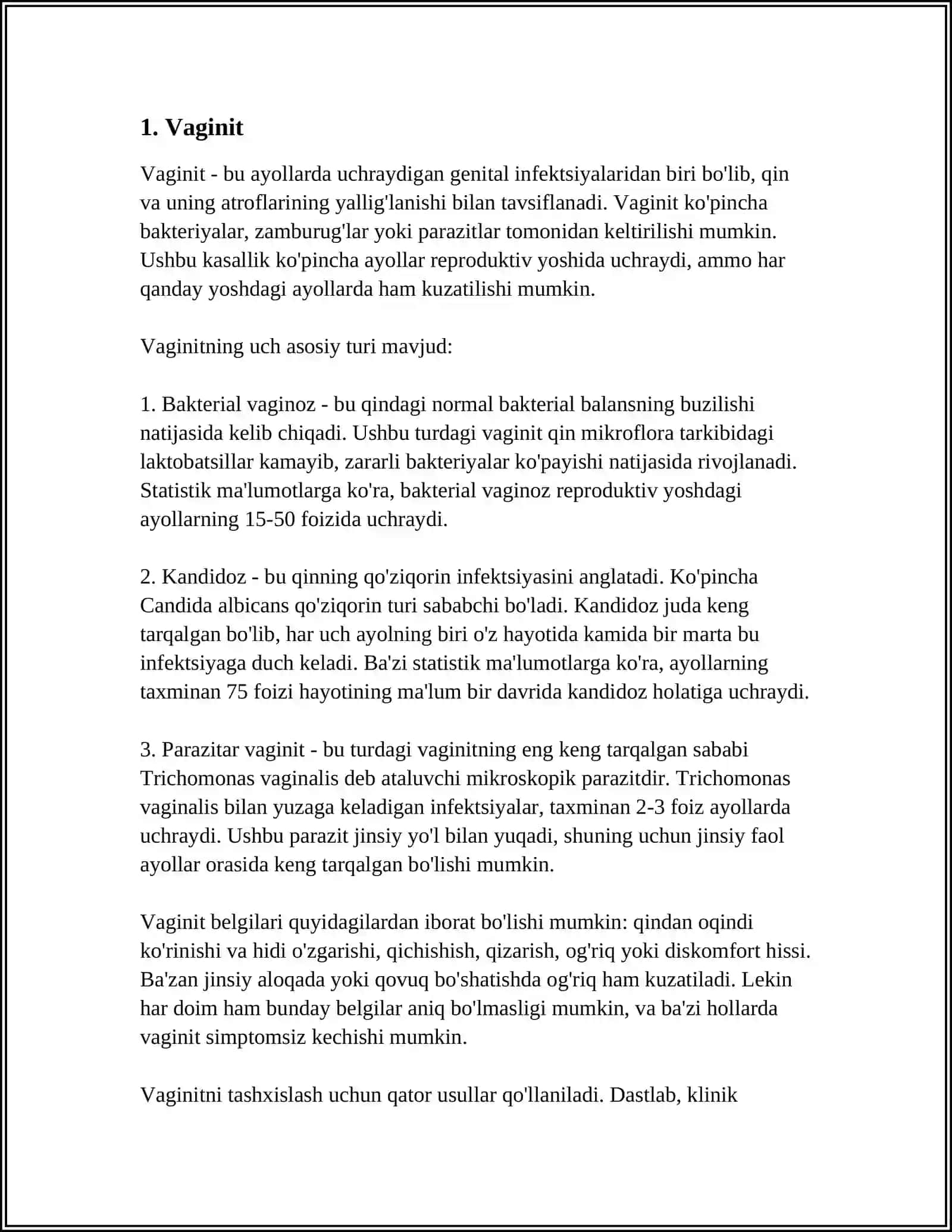 AYOLLAR JINSIY AʼZOLARI SPETSIFIK ETIOLOGIYALI YALLIGʻLANISH KASALLIKLARI 3