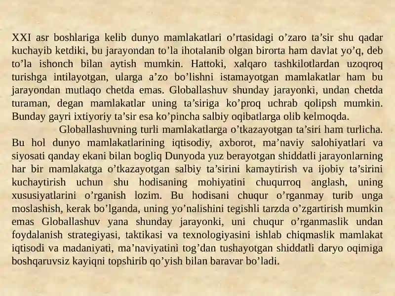 GLOBAL JARAYONLAR DIALEKTIKASI 3