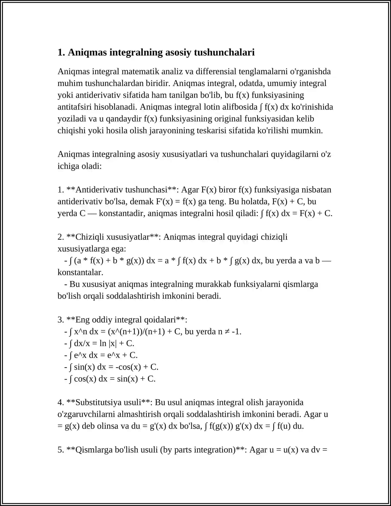 ANIQMAS INTEGRAL VA INTEGRALLASH METODLARI 3
