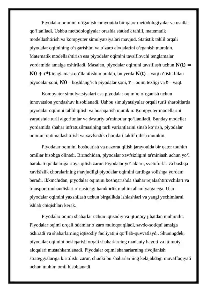 Piyodalar oqimini harakteriskalari ikkalasi ham komyuterda 3