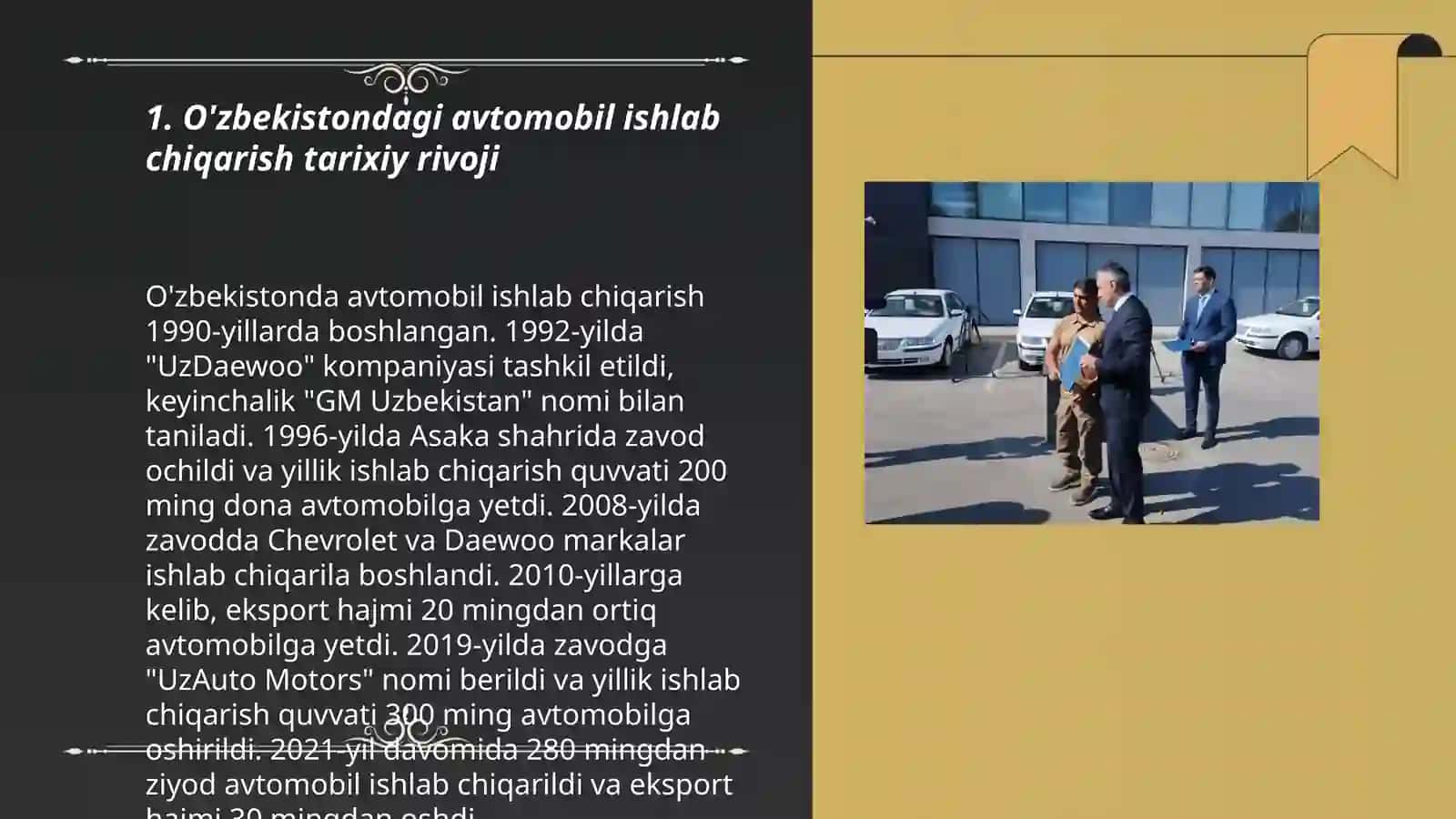 O'zbekistonda avtomobil sanotining rivojlanishi 3