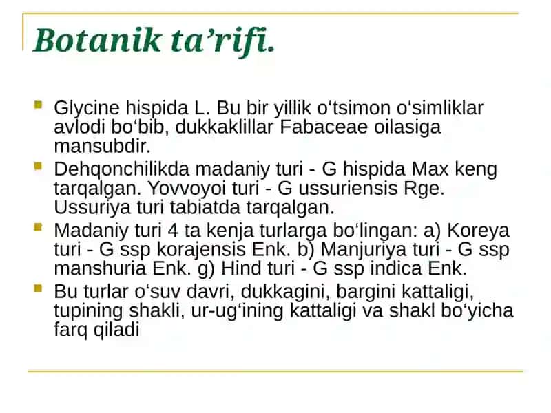 Soya ahamiyati, biologiyasi va yetishtirish texnologiyasi 3