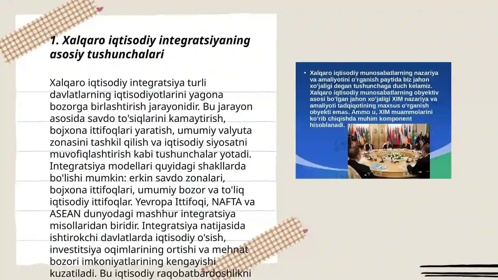 Xalqaro iqtisodiy integratsiya va O'zbekistonning jahon hamjamiyatiga kirib borishi 3