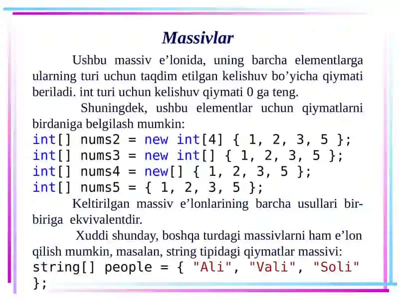 Massivlar 3