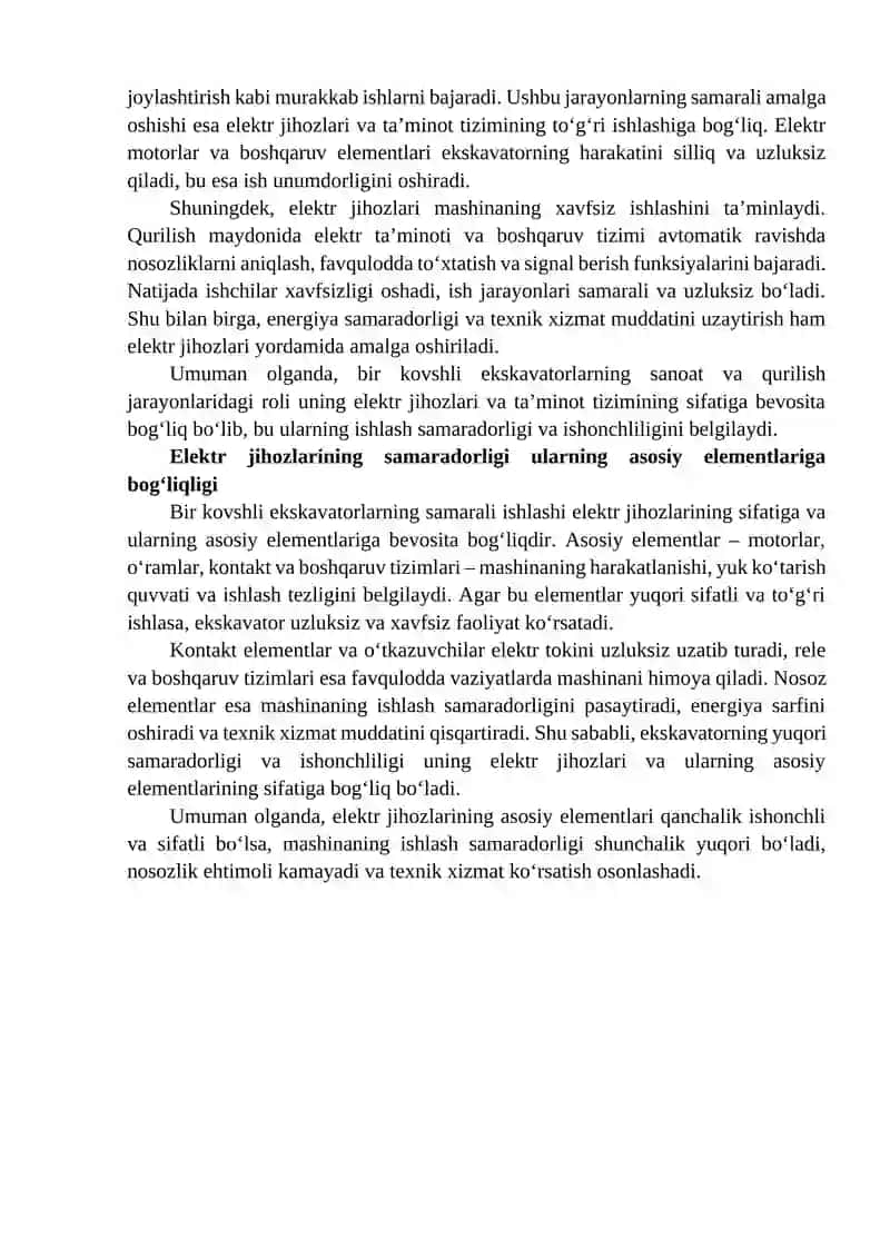 Bir kovshli ekskavatorlar elektr jihozlari va elektr ta’minoti 3