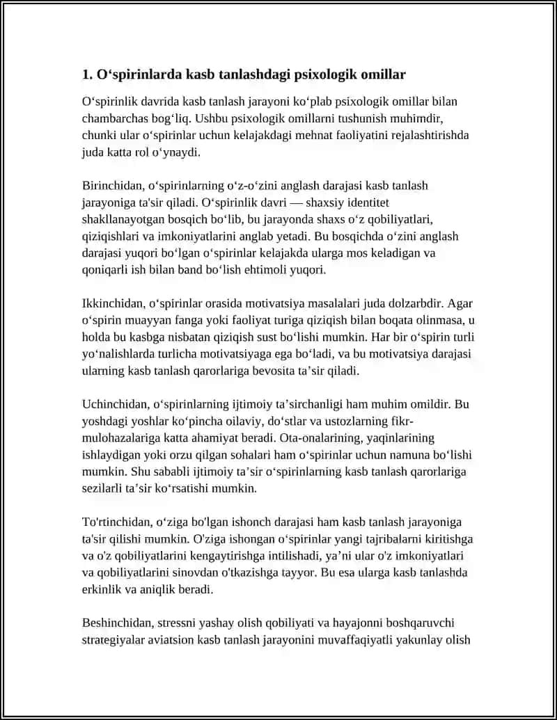OʻSPIRINLIK DAVRIDA KASB TANLASHDA DOIR MUAMMOLAR 3