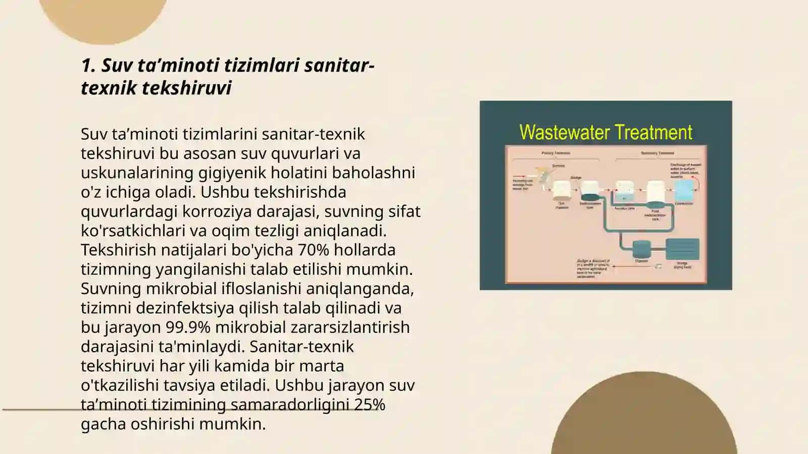 Suv taʼminoti va tozalash inshootlarini sanitar- texnik sanitar -topografik sanitar- bakteriologik tekshirish 3