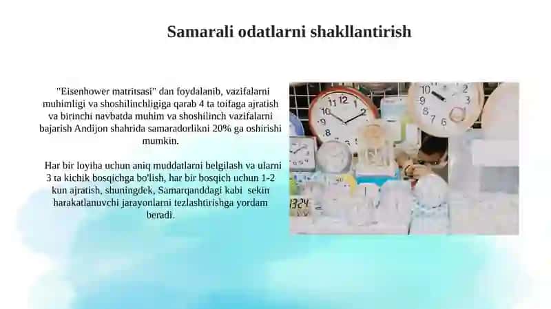 Vaqtni boshqarish ko'nikmalari 3
