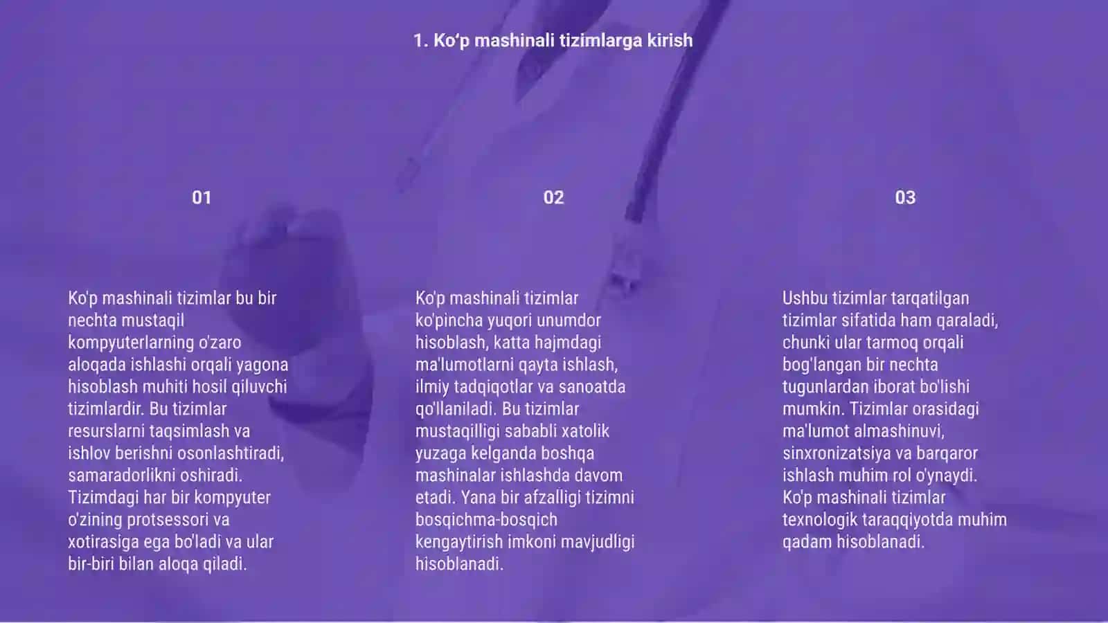 Ko’p mashinali va ko’p prosessorli kompyuter tizimlari 3