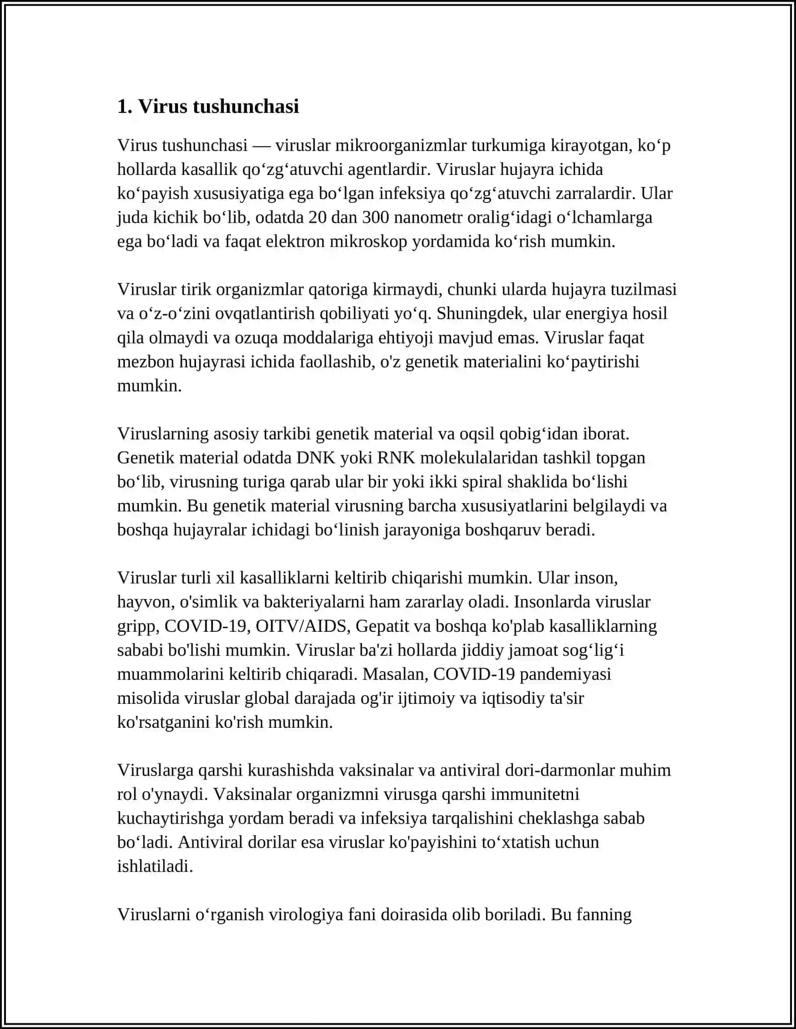 VIRUS VA UNING TURLARI 3