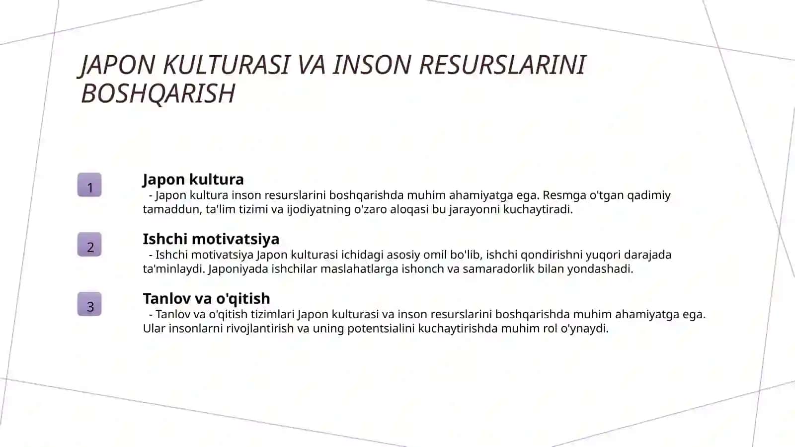 Yaponiyada inson resurslarini boshqarishning asosiy omillari 3