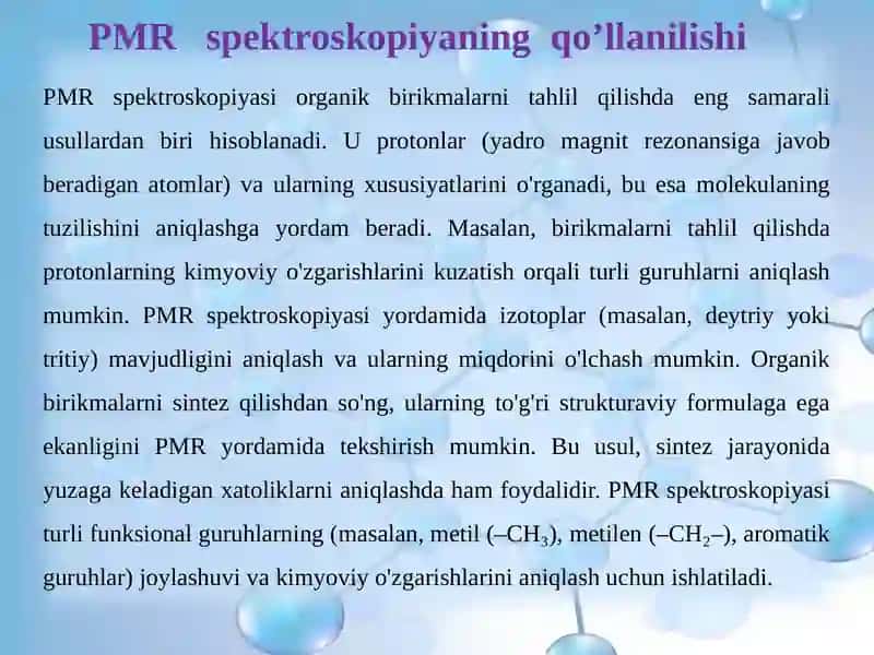 PMR SPEKTROSKOPIYA PARAMETRLARI 3