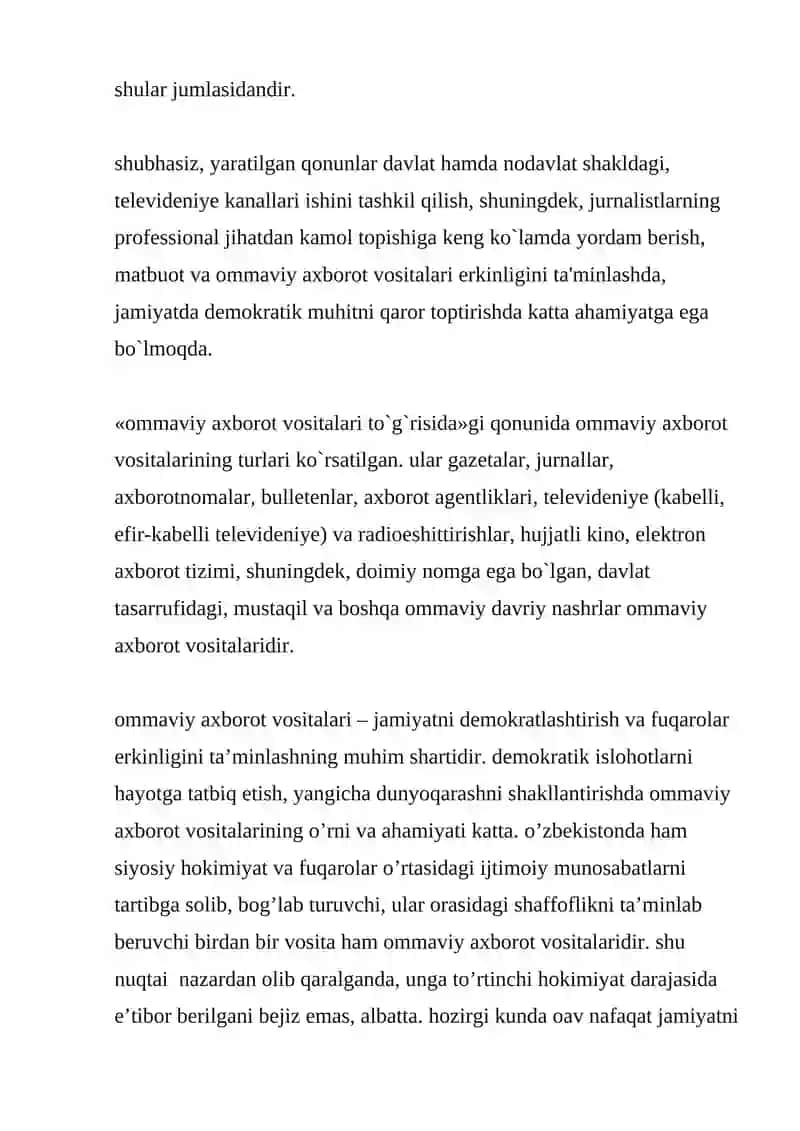 O'zbekiston Respublikasida ommaviyaxborot vositalari faoliyati 3