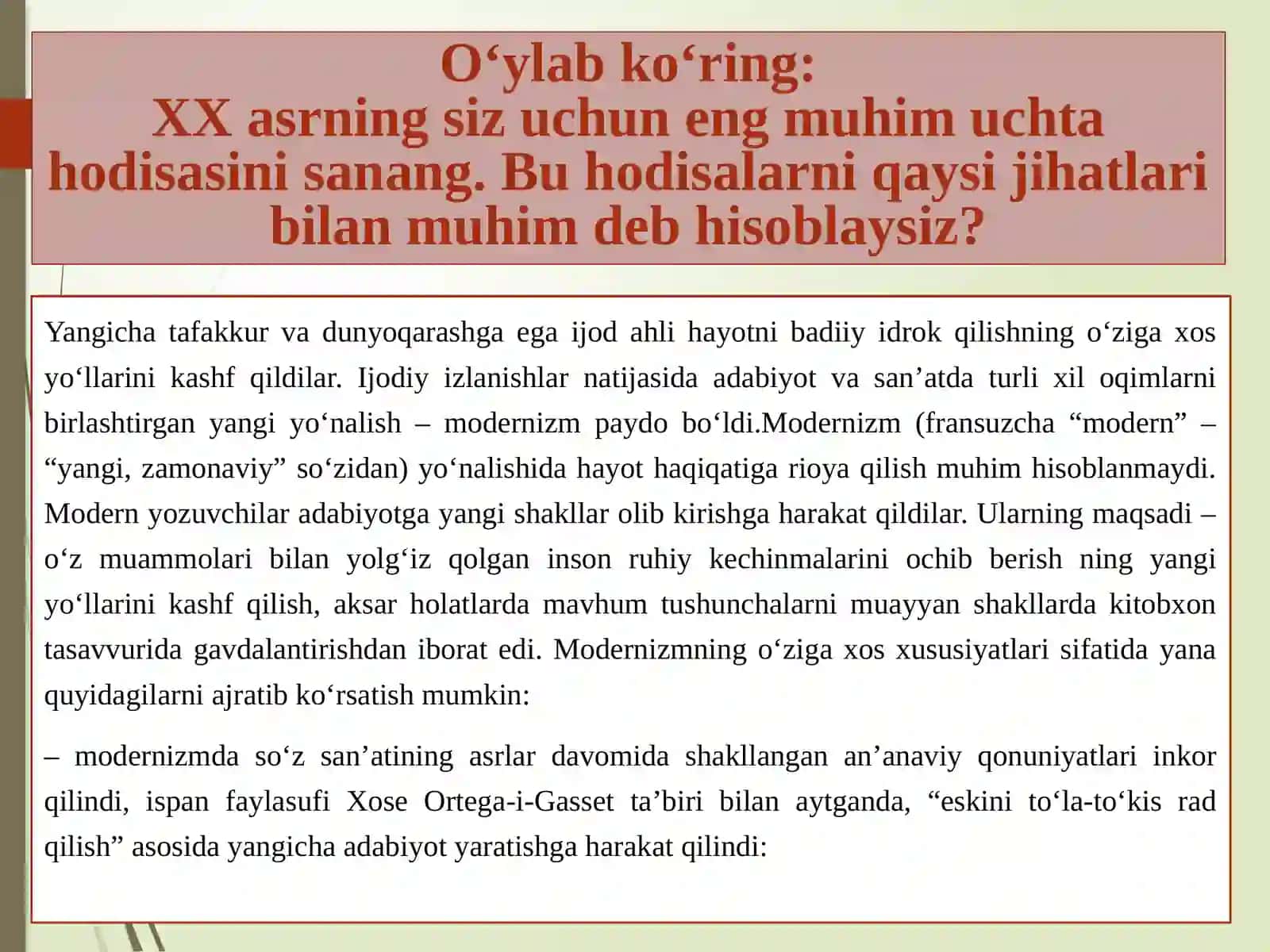 XX ASRNING BIRINCHI YARMIJAHON ADABIYOTI(1900–1950-YILLAR) 3