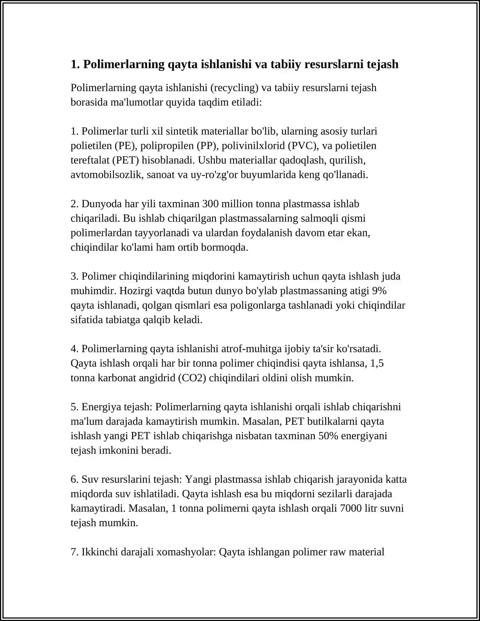 POLIMERLARNI TABIATDAGI AHAMIYATI 3