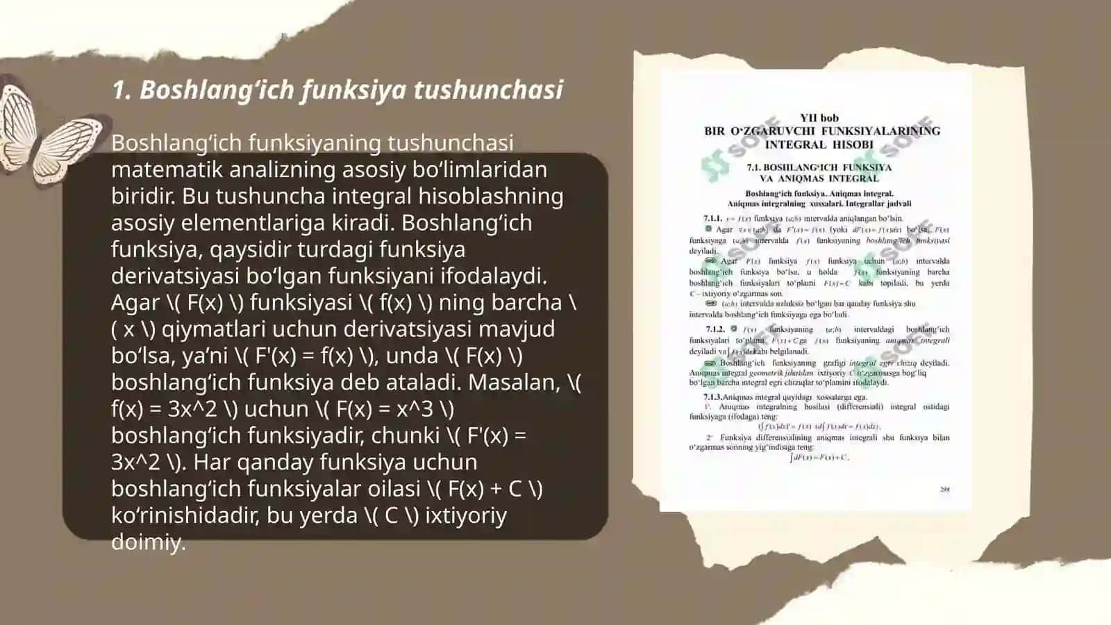 Boshlangʻich funksiya va aniqmas integral 3