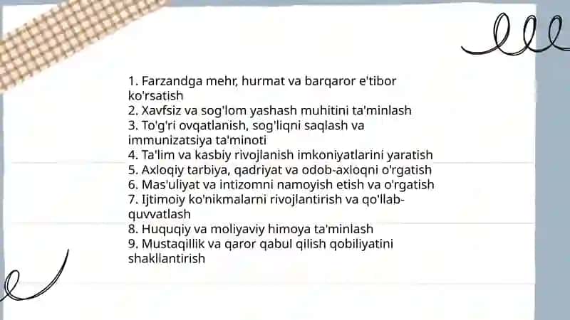 Ota onalar va farzantlarning burch majburyatlari 3