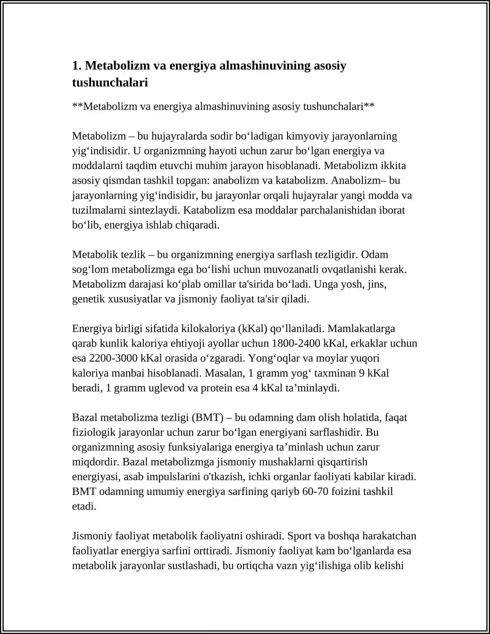 METABOLIZM JARAYONIDA ENERGIYA HOSIL BULISHI VA SARFLANISHI 3