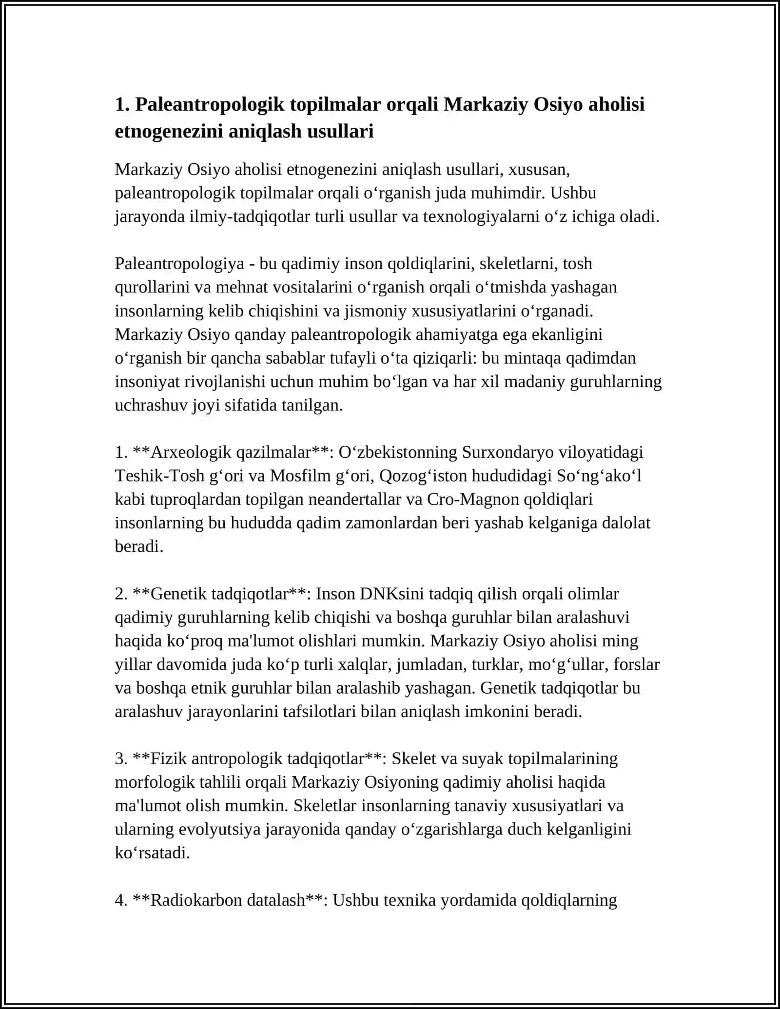 PALEANTROPOLOGIK TOPILMALARNI MARKAZIY OSIYO AHOLISI ETNOGENEZI URGANISHDAGI RULI 3