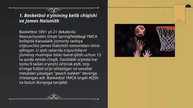 Basketbol o'yini kelib chiqishi va rivojlanishi 3