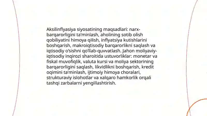 Aksilinflyasiya siyosati va jahon moliyaviy-iqtisodiy inqirozi sharoitida uni amalga oshirish xususiyatlari 3