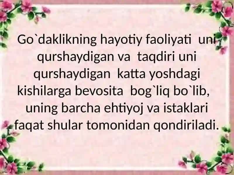 Go'daklik davrining uziga xos psixologik xususiyatlari 3