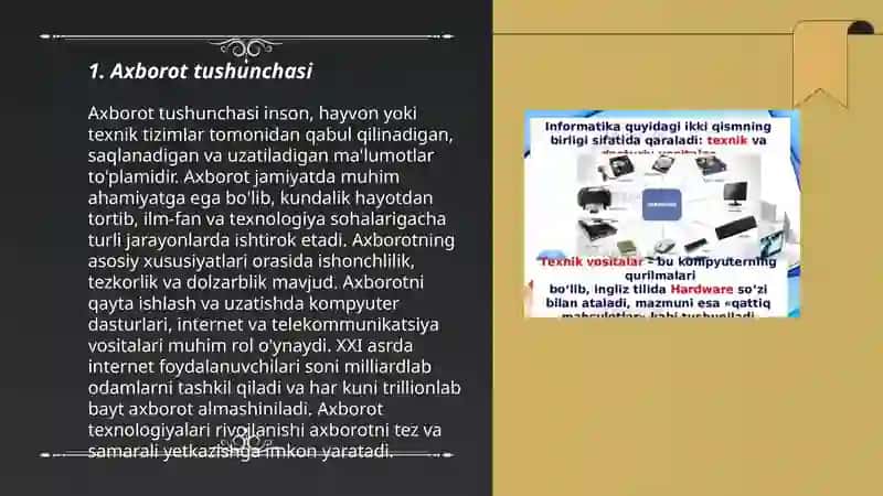 Axborot tushunchasi. Axborot tashuvchi vositalar. 3