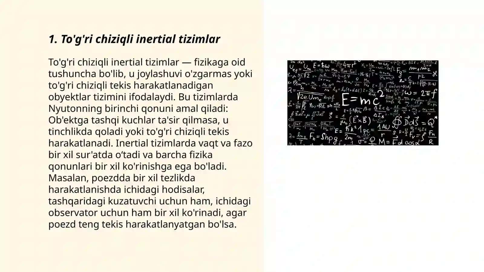 To'g'ri chiziqli inertial tizimlar 3