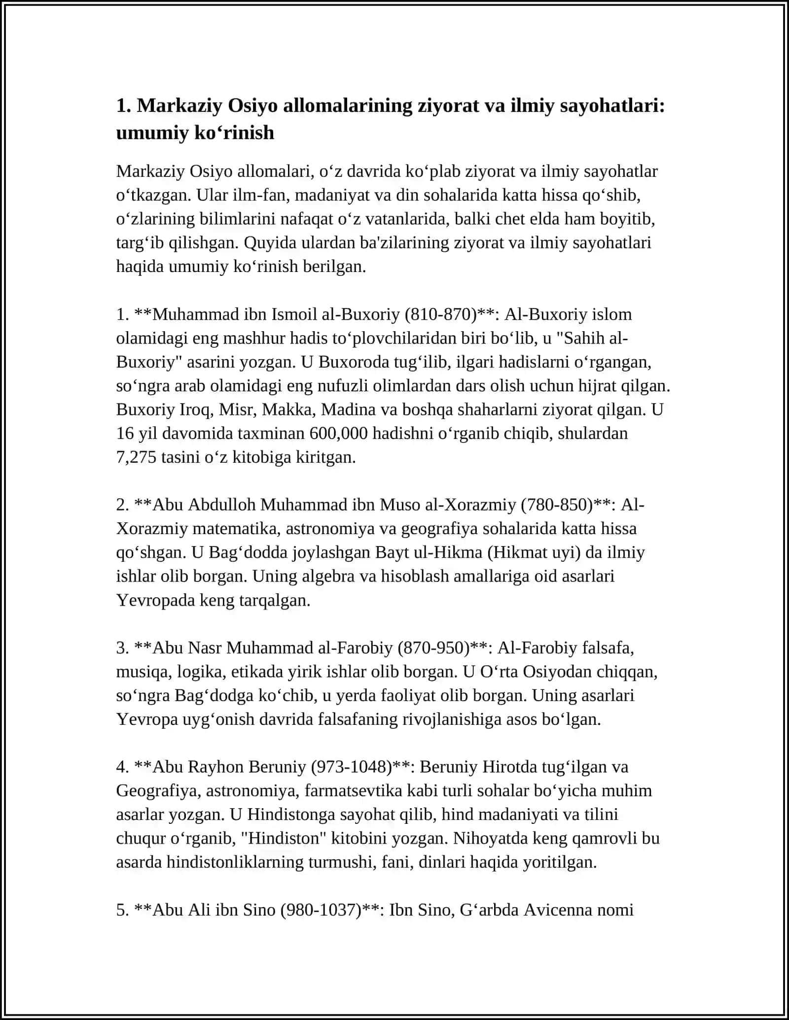 MARKAZIY OSIYO ALLOMALARINING TURIZN BILAN BOG'LIQ SAYOHATLARINI TAVSIFLANG 3