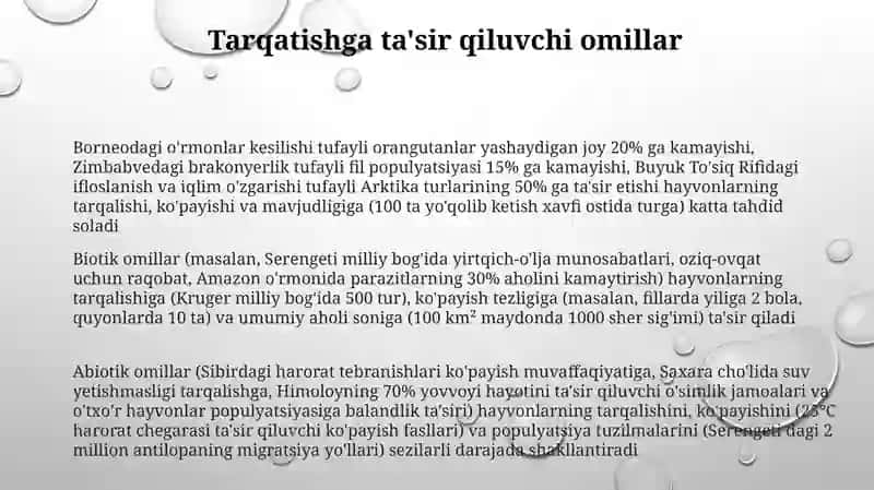 Hayvonot olamining yashash tarzi,ko'payish va tarqalish turlari 3