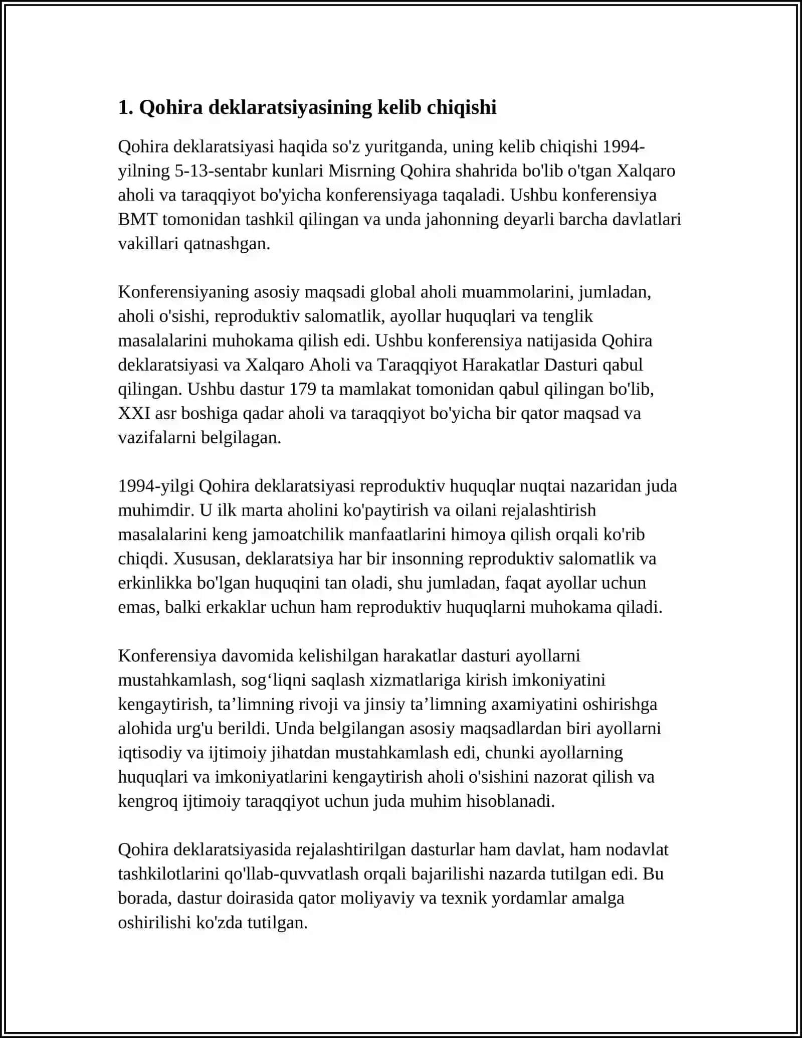 Qohira Deklaratsiyasi Tarixi va Mazmuni 3
