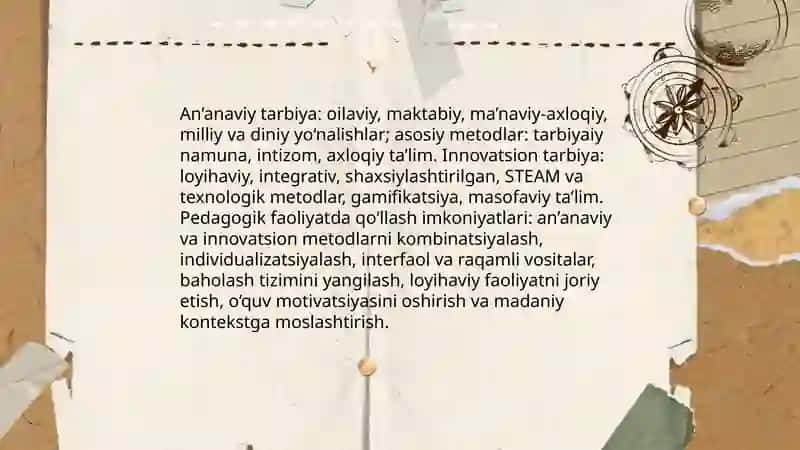 Pedagogik faoliyatda tarbiya turlari va usullaridan foydalanish imkoniyati 3