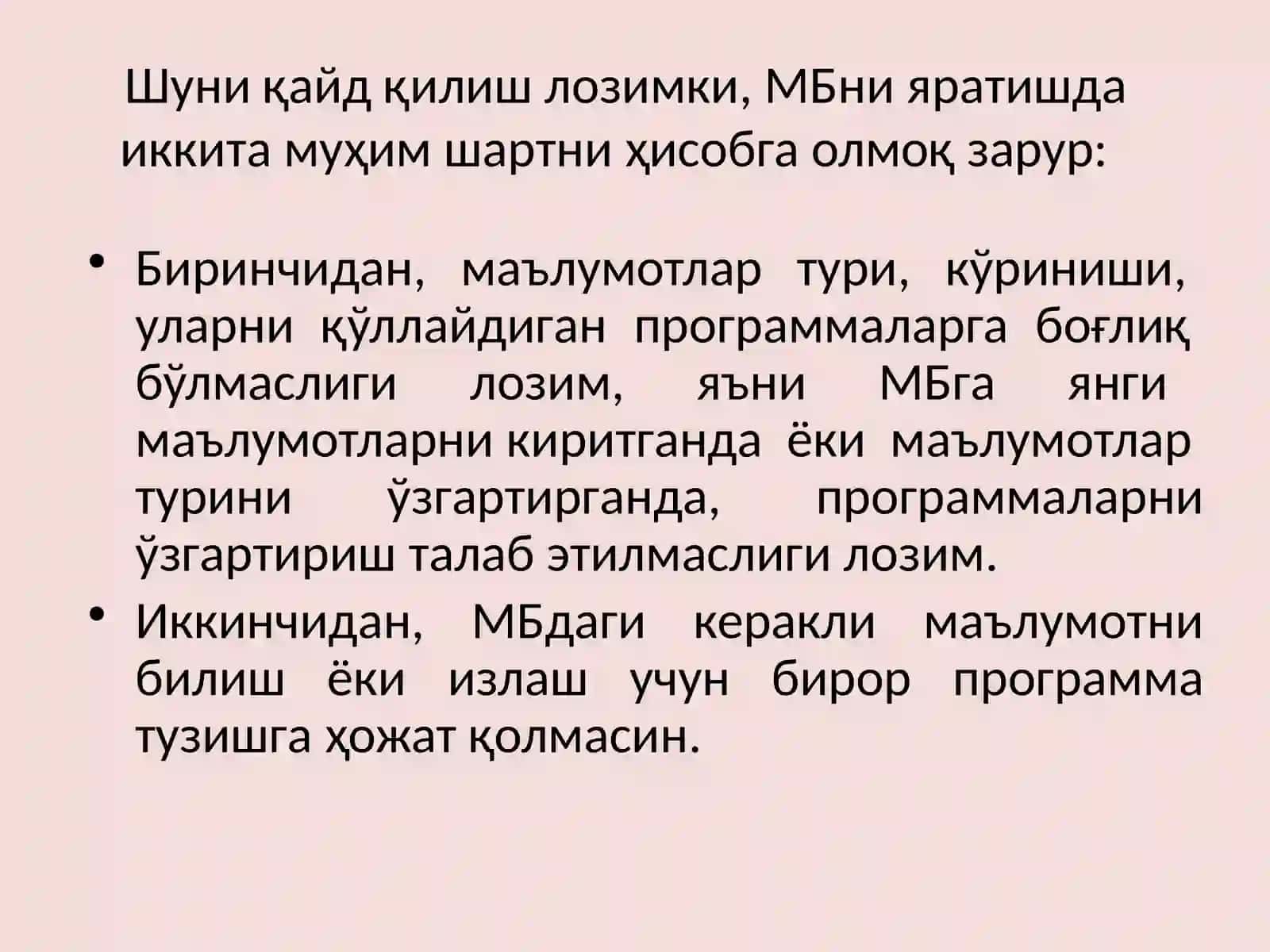 Ma’ruza: Ma’lumotlarbazasining maqsadi, vazifalari va asosiy tushunchalari 3