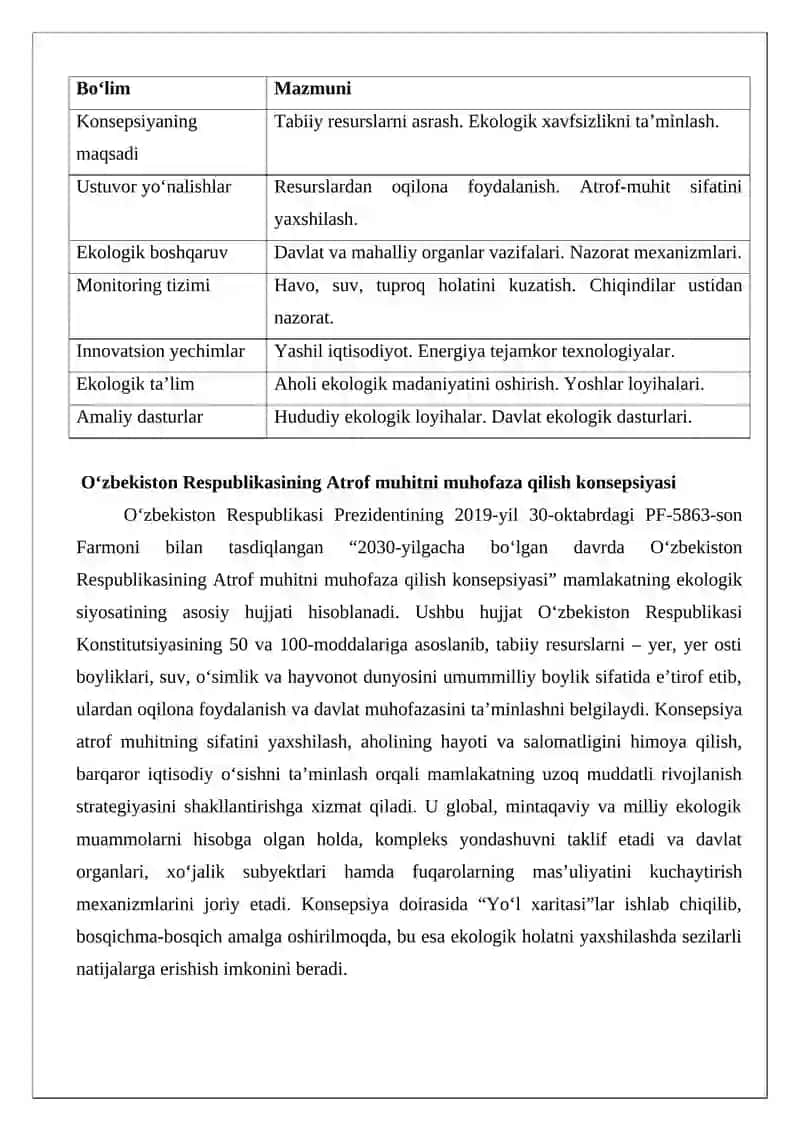 O‘zbekiston Respublikasining atrof muhitni muhofaza qilish konsepsiyasi 3