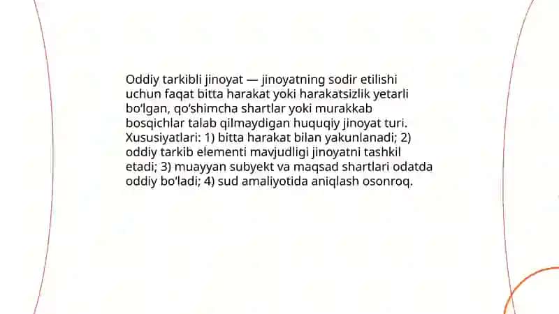 Oddiy tarkibli jinoyatlar tushunchasi turlari 3