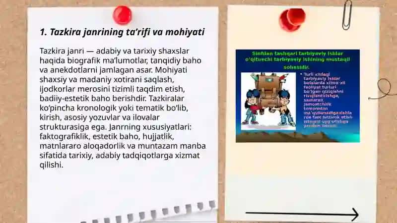 Tazkira janri va uning zamonaviy koʻrinishlari xususida taqdimot tayyorlash 3