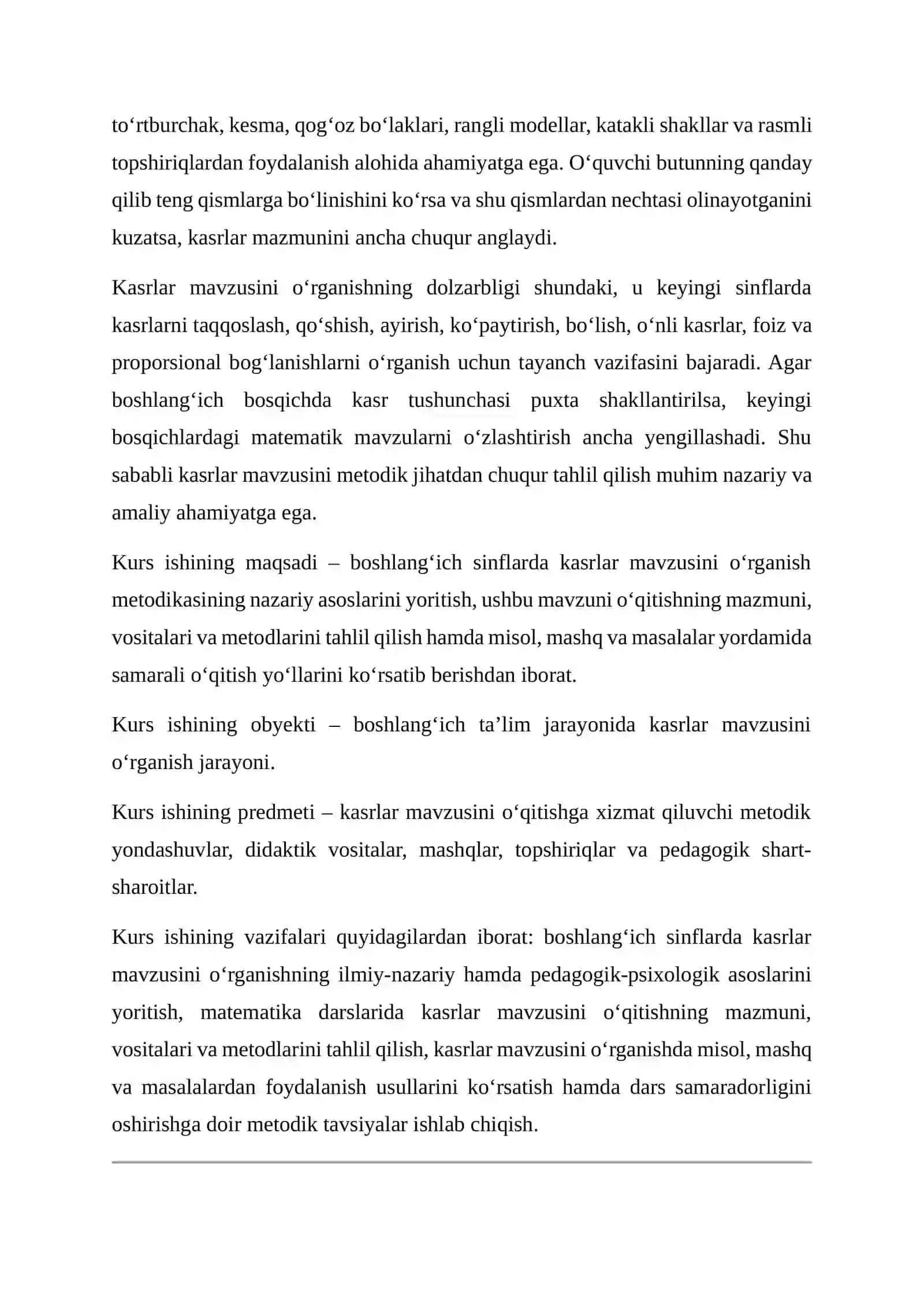 BOSHLANG‘ICH SINFLARDA KASRLAR MAVZUSINI O‘RGANISH METODIKASI 3