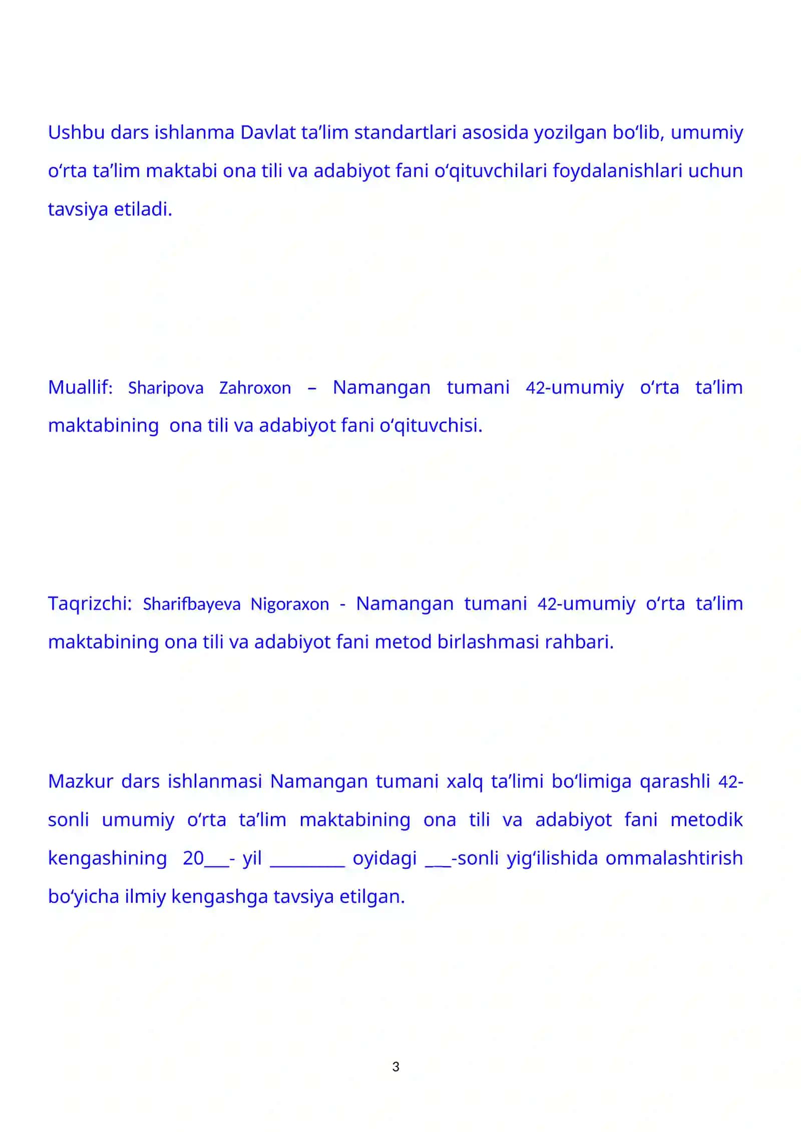 6-sinf Adabiyot fanidan Xalq qo'shiqlari va uning xususiyatlari mavzusida dars ishlanma 3