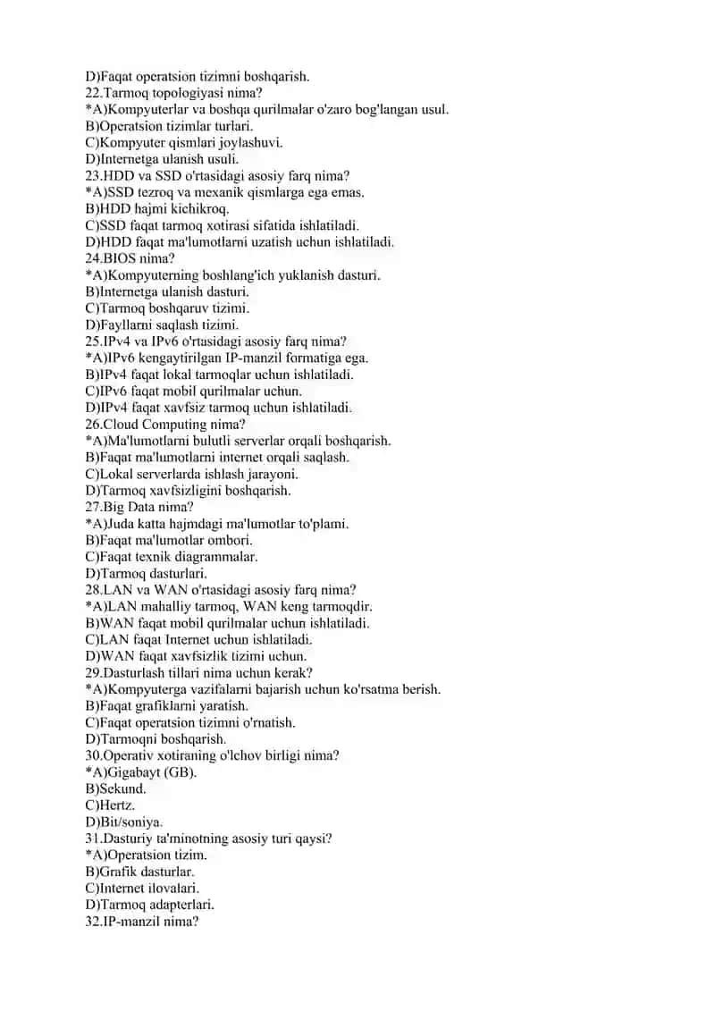 informatika fanidan testlar 172 ta 3